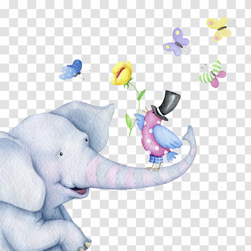 Bird Butterfly Watercolor Painting - Vertebrate - Painted Elephant Transparent PNG