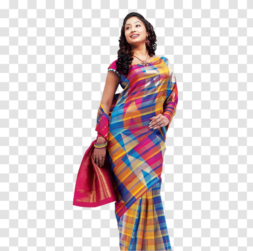 Shoulder Sari Tartan - Indian Saree Transparent PNG