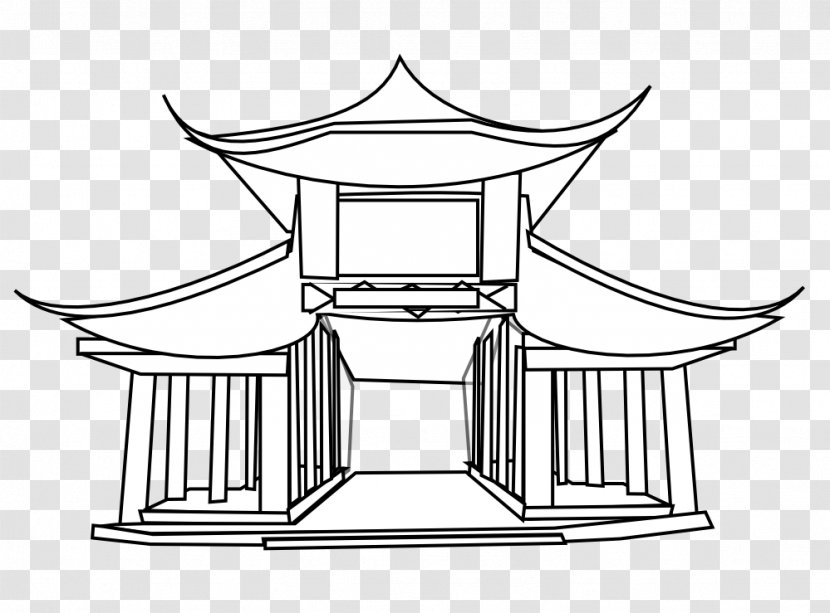 China Temple Chinese Cuisine Pagoda Clip Art - Table - Dragon Black And White Transparent PNG