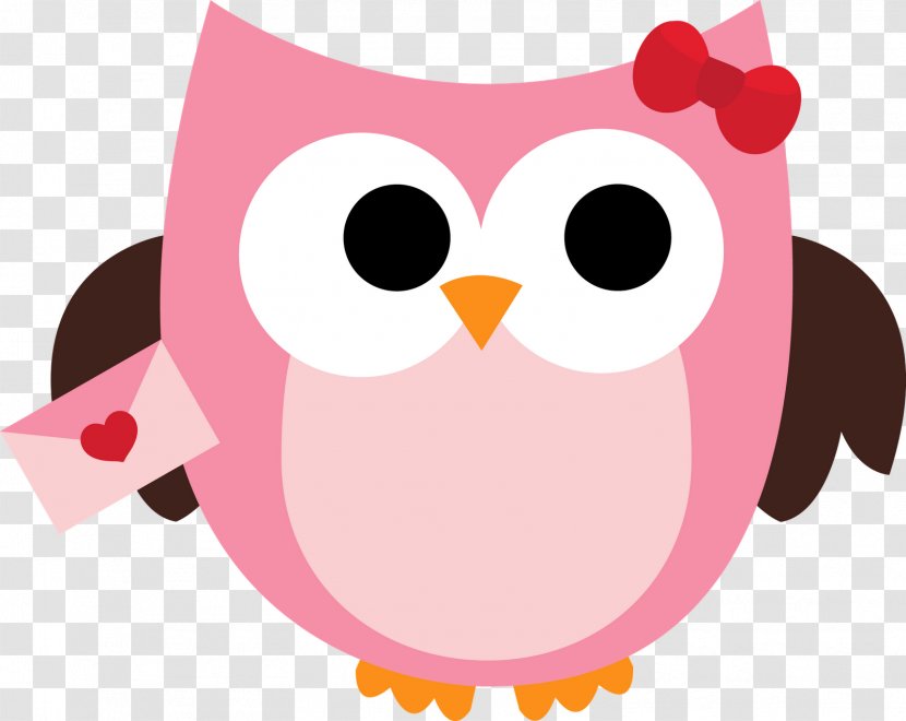Valentines Day Heart Clip Art - Pink - Cute Owl Clipart Transparent PNG