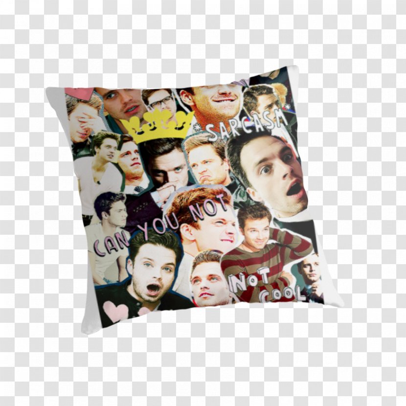 Cushion Throw Pillows Collage Couch - Text - Sebastian Stan Transparent PNG