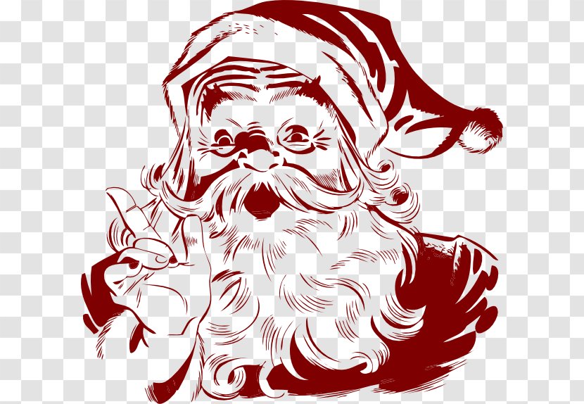 Santa Claus Christmas Black And White Clip Art - Cartoon - Secret Cliparts Transparent PNG