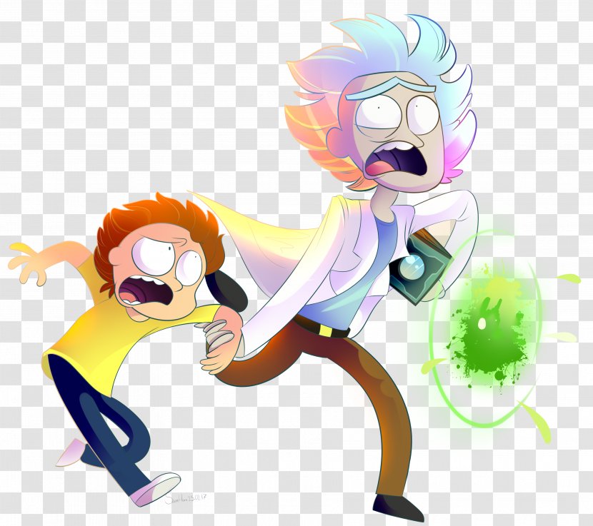 Rick Sanchez Morty Smith Drawing Cartoon - Silhouette - And Portal Transparent PNG