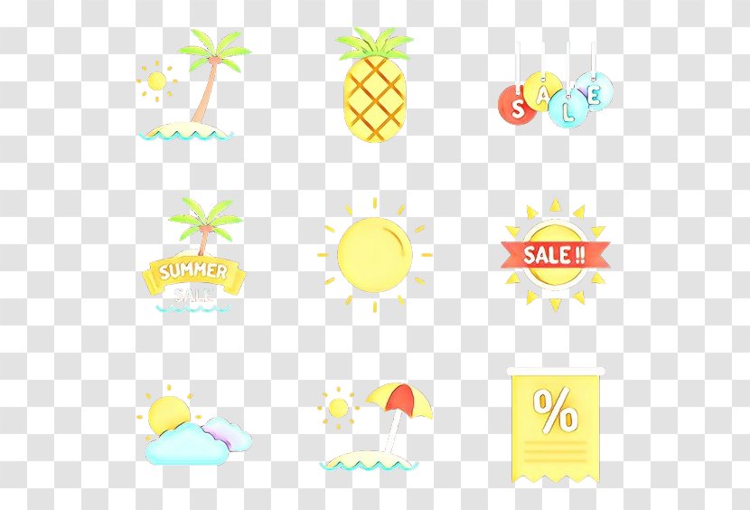 Clip Art Wall Decal Sticker Line Yellow - Pineapple Transparent PNG