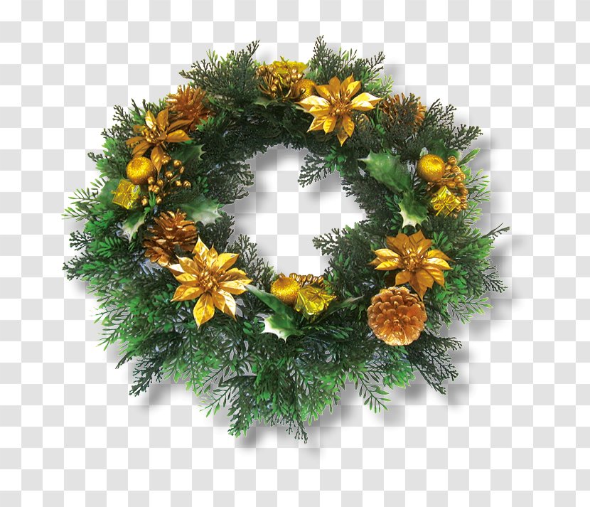 Wreath Christmas Decoration Flower Floral Design Ornament - Gold Transparent PNG