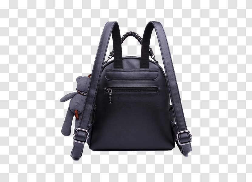 Backpack Handbag Baggage - Heart - Black Quilted Bear Pendant Ms. On The Back Transparent PNG