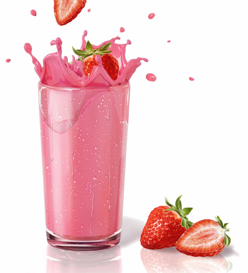 Milkshake Smoothie Strawberry Juice Chocolate Milk - Strawberries Transparent PNG