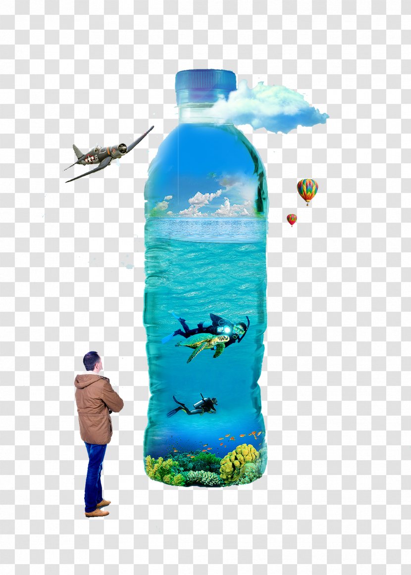 Water Bottle Mineral Bottled - Cloud - Creative Transparent PNG