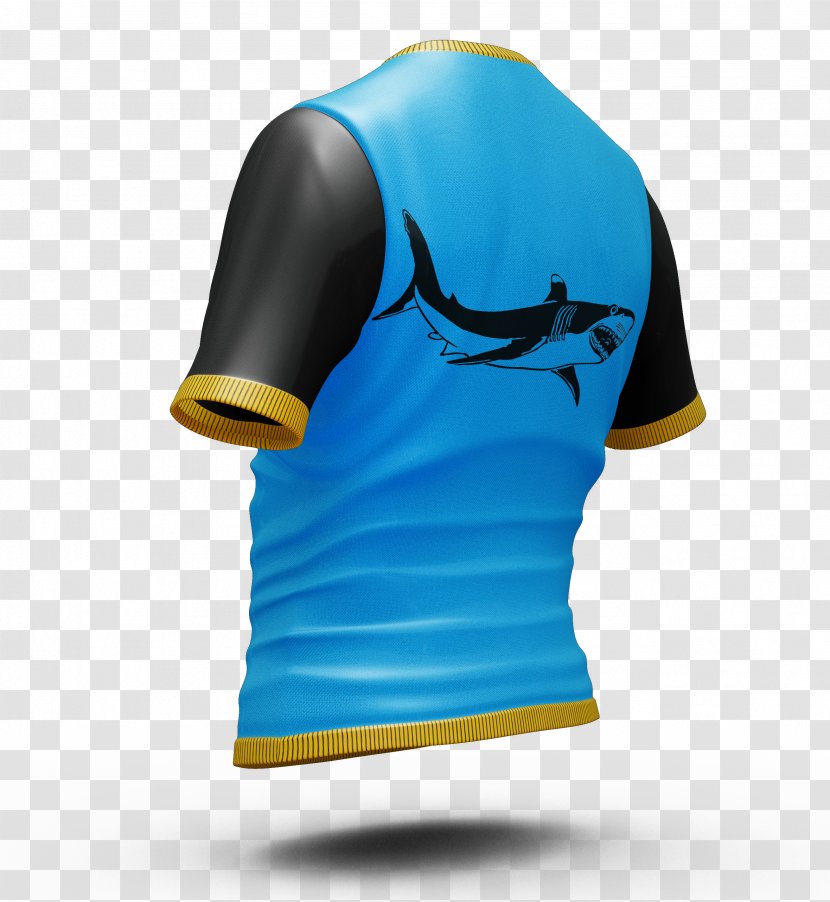 T-shirt Jersey Sleeve - Shoulder - Blue Shark Male Short Transparent PNG