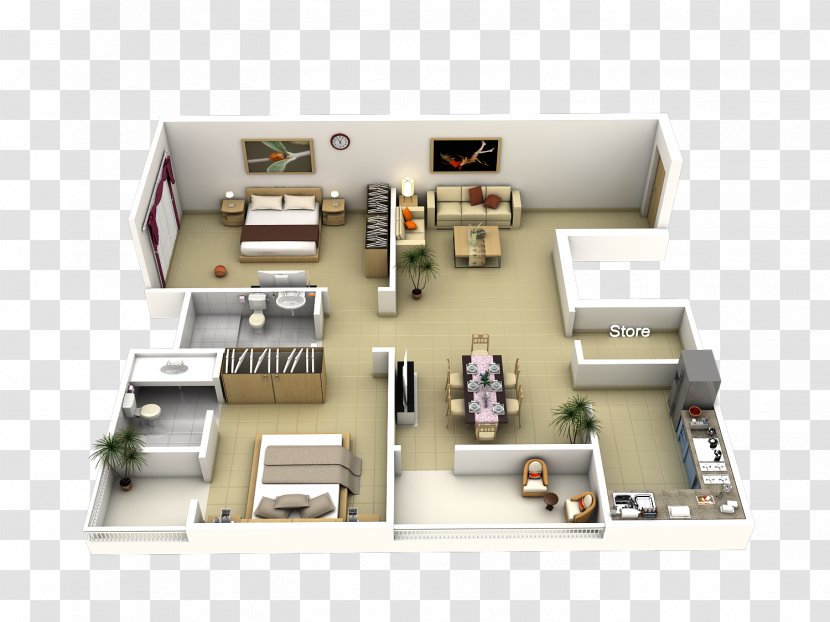 Apartment Bedroom Floor Plan - Bed Transparent PNG