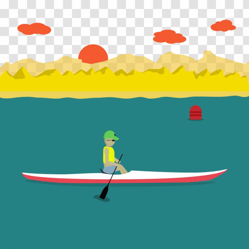 Boat Rowing Canoe Illustration - Vector Transparent PNG
