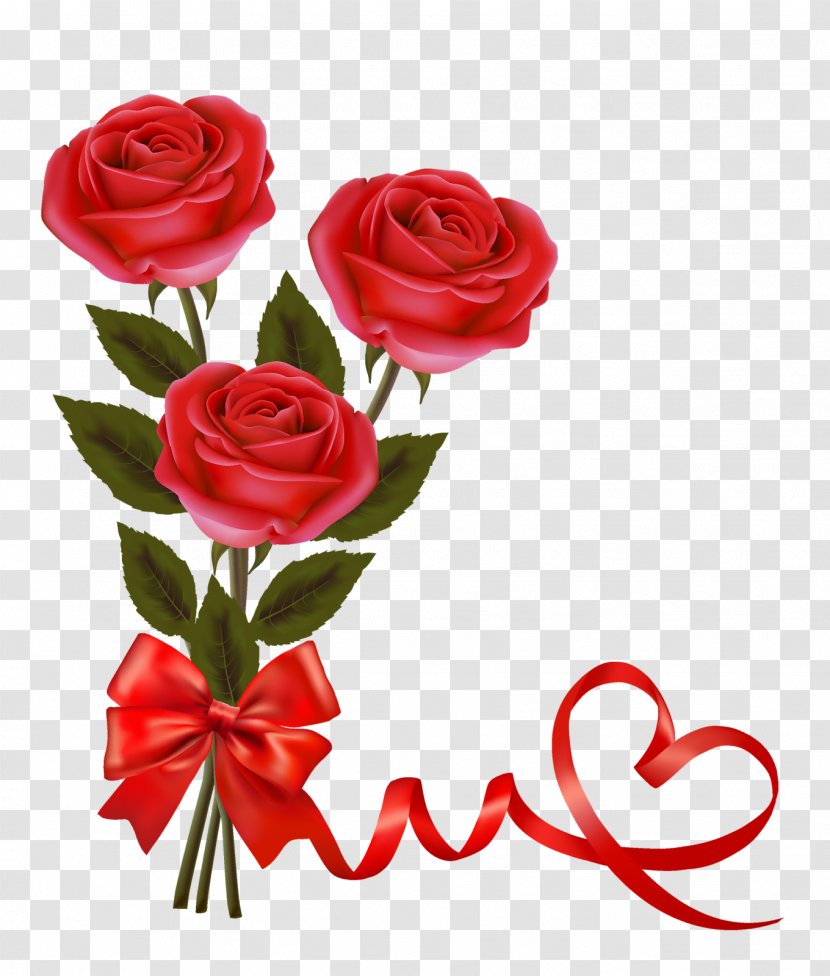 Valentine's Day Rose Red Heart - Garden Roses - Nice Transparent PNG