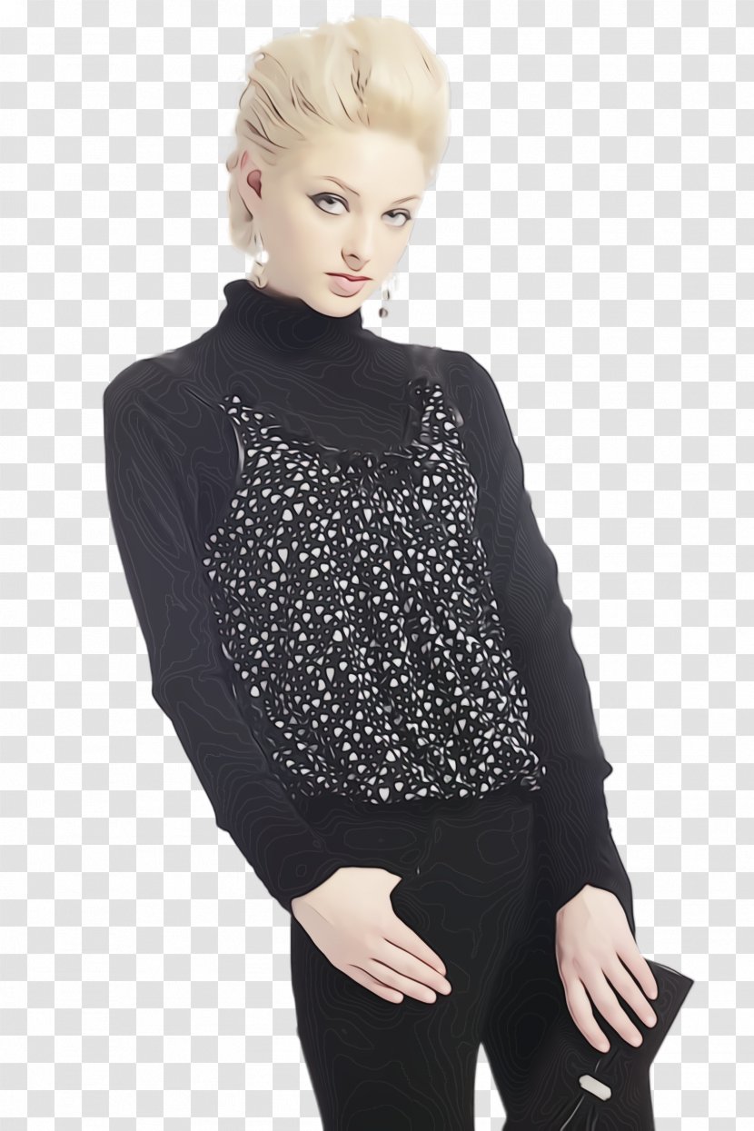 Clothing Black Neck Sleeve Outerwear - Fashion - Wool Blouse Transparent PNG