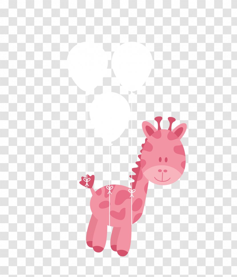 Northern Giraffe Diaper Infant Euclidean Vector Baby Shower - Pink - Cartoon Balloon With Transparent PNG
