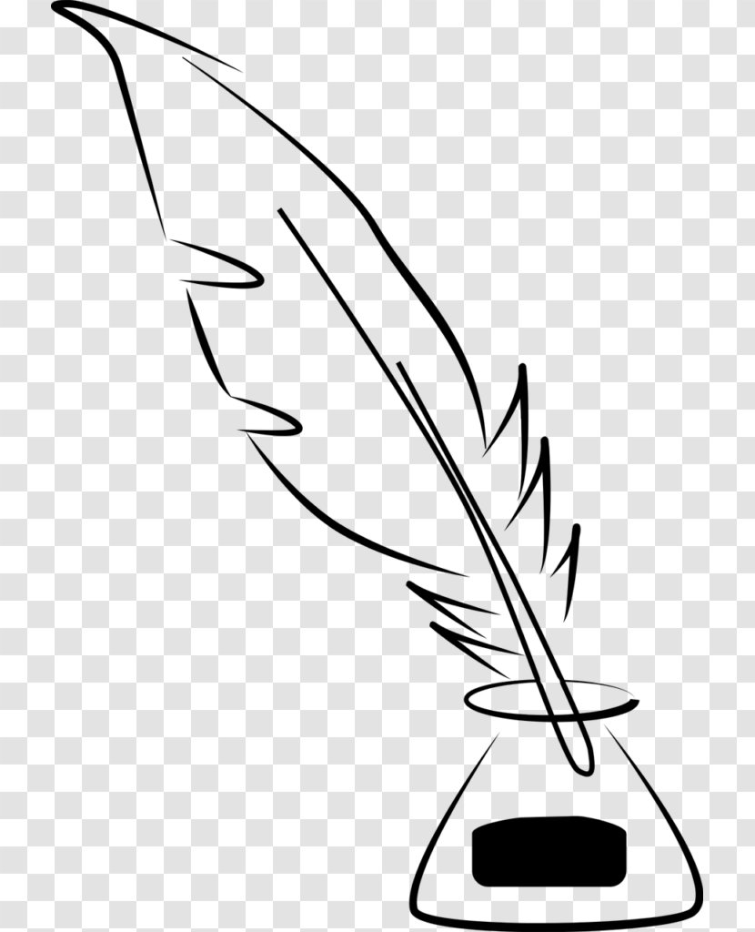 Paper Quill Inkwell Pen - Black And White Transparent PNG