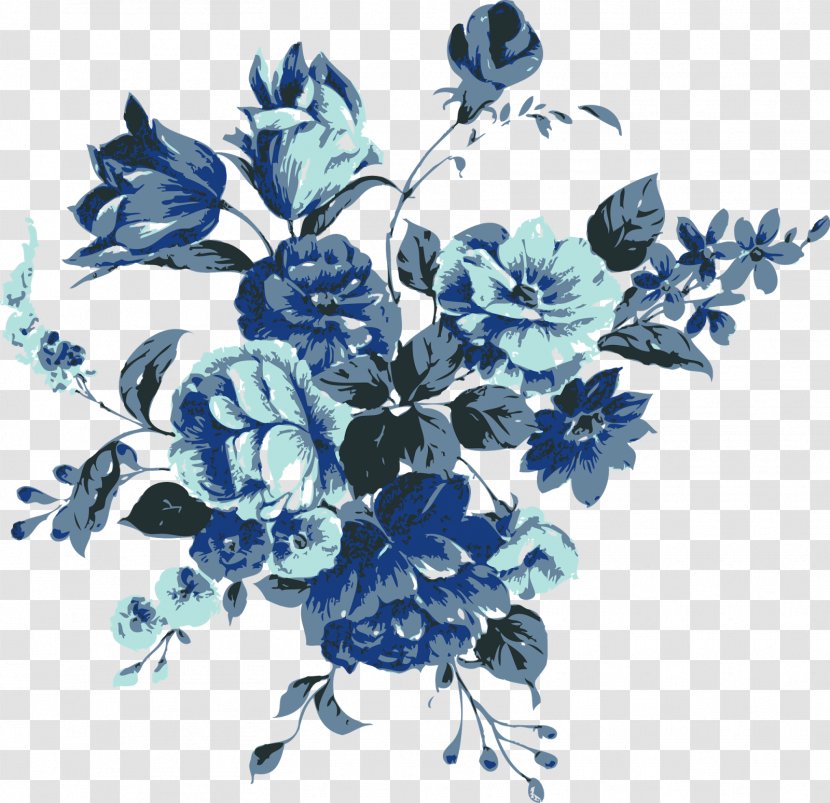 Blue Flower Floral Design - Rose Order Transparent PNG