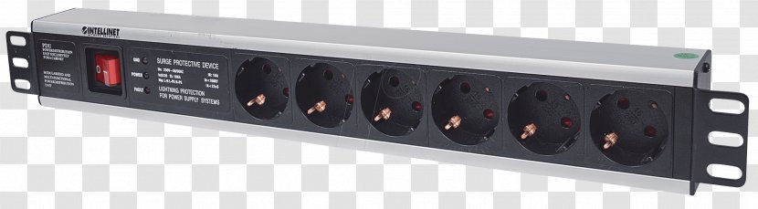 19-inch Rack Power Strips & Surge Suppressors Schuko AC Plugs And Sockets Protector - Patch Panels - 19inch Transparent PNG