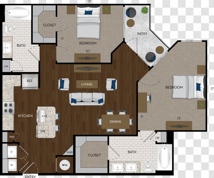 Alexan Southside Place Apartments Floor Plan Houston Bedroom Home - Property Transparent PNG