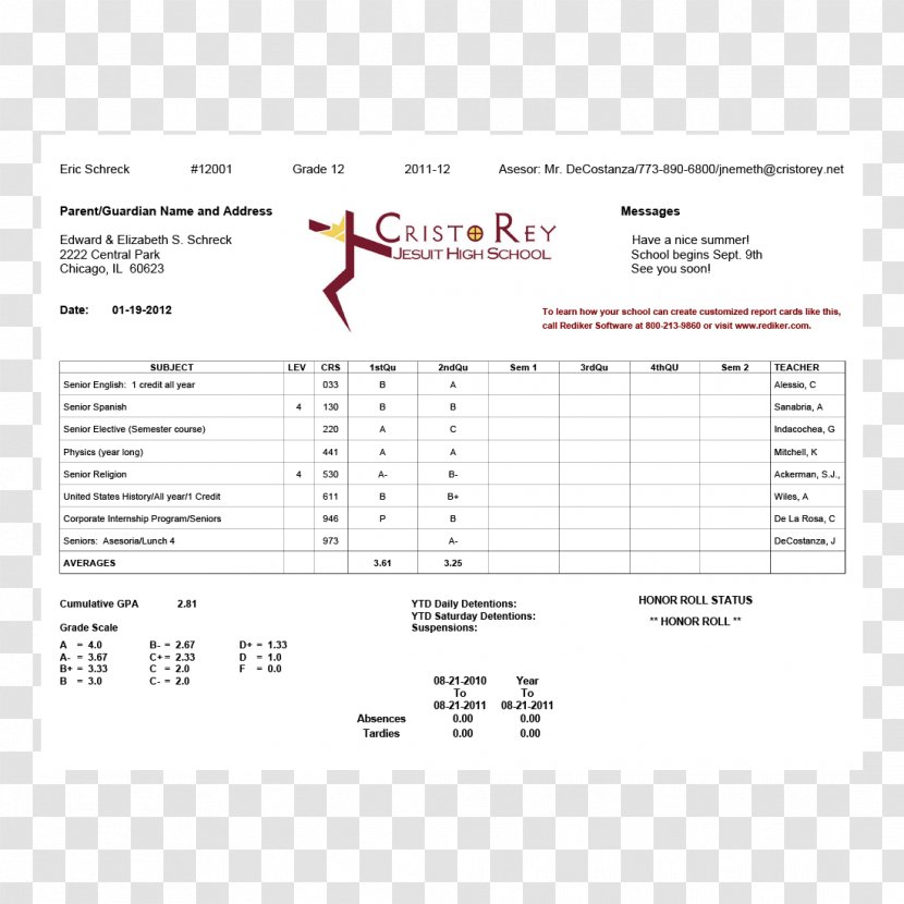 Catholic School Report Card Elementary Middle - Cartoon Transparent PNG