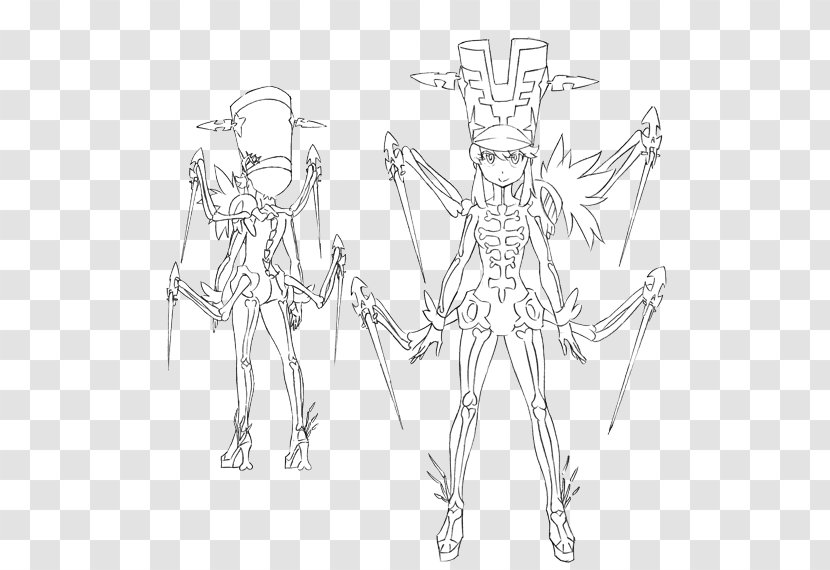 Nonon Jakuzure Character Concept Art Line Sketch - Organism - Kill La Transparent PNG