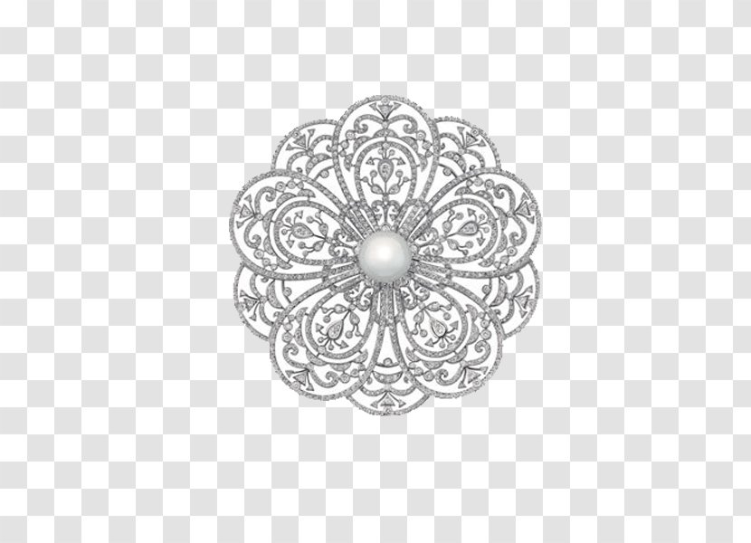 Chanel Jewellery Brooch Diamond Brilliant - Black And White - Silver Camellia Art Transparent PNG