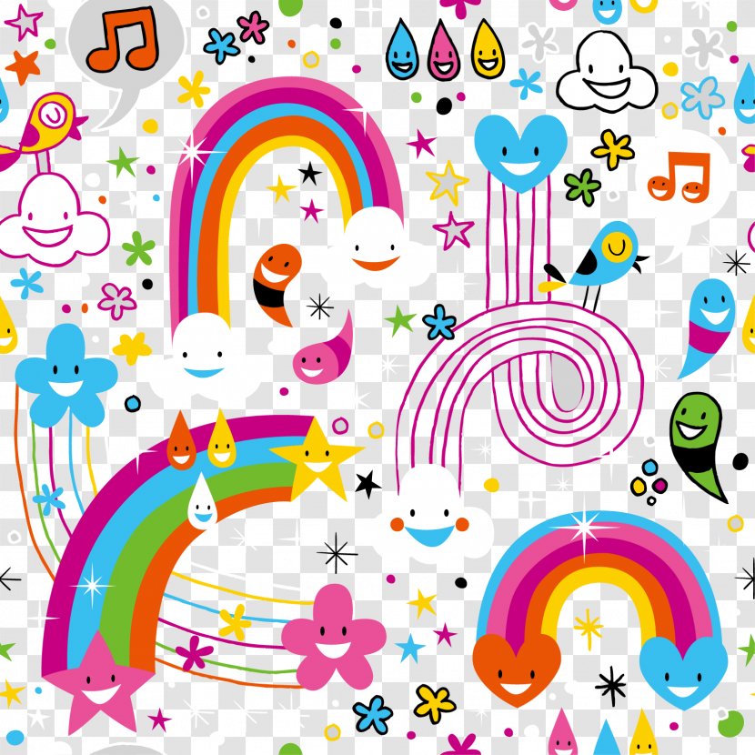 Light Rainbow Cloud Drop - Child Art - Cartoon Raindrop Pattern Background Transparent PNG