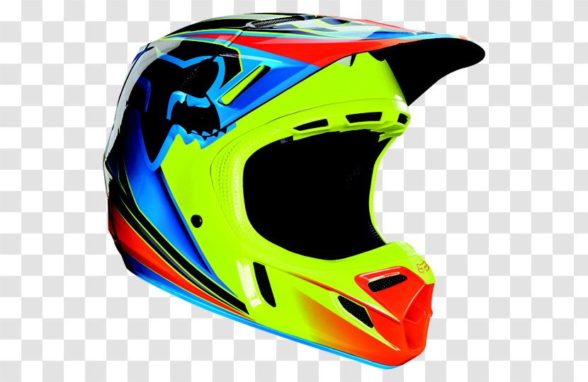 Motorcycle Helmets Motocross Fox Racing - Yellow - Helmet Transparent PNG