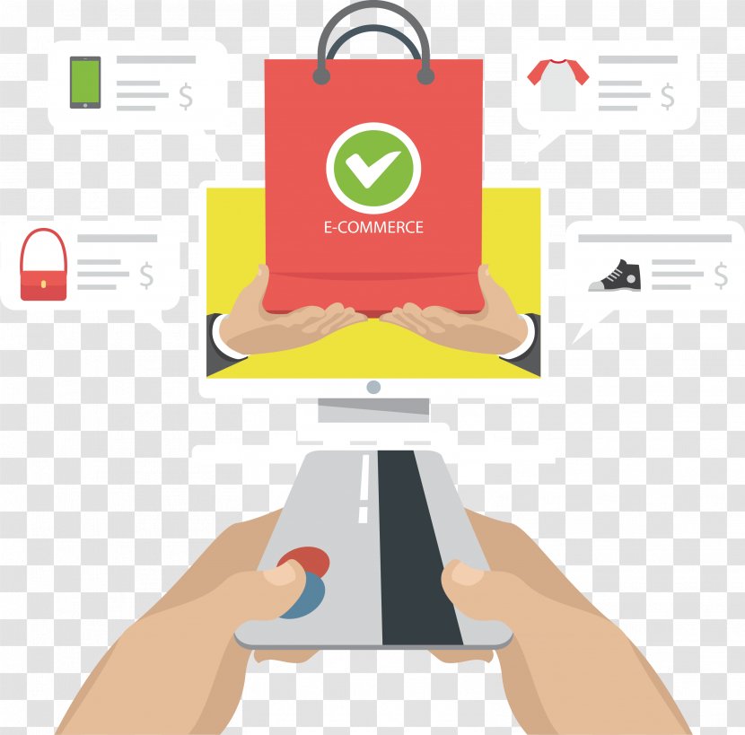 E-commerce Paper Euclidean Vector Mobile Commerce - Red Shopping Bag Electricity Supplier Posters Transparent PNG