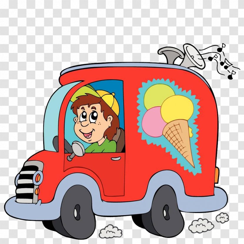 Van Royalty-free Truck Clip Art - Vehicle - Cartoon Ice Cream Car Transparent PNG