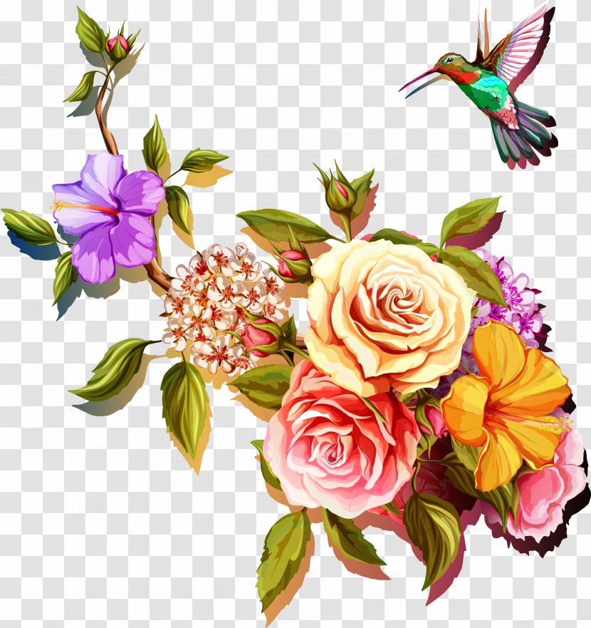 Painted Chinese Wind Rose Vector - Floristry - Illustration Transparent PNG