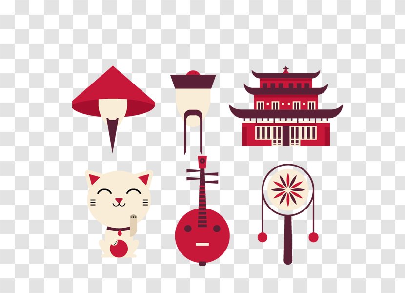 China Chinese Cuisine Asian Take-out Icon - Red Cartoon Cat Transparent PNG