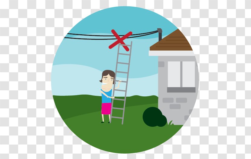 Overhead Power Line Electricity Wire Utility Pole Electric - Grass - Cartoon Ladder Transparent PNG