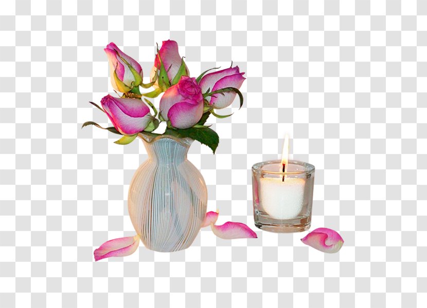 Flower Candle - Vase - Flowers In Transparent PNG