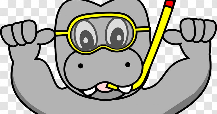 Hippopotamus Snorkeling Underwater Diving Clip Art - Masks - Snorkle Transparent PNG