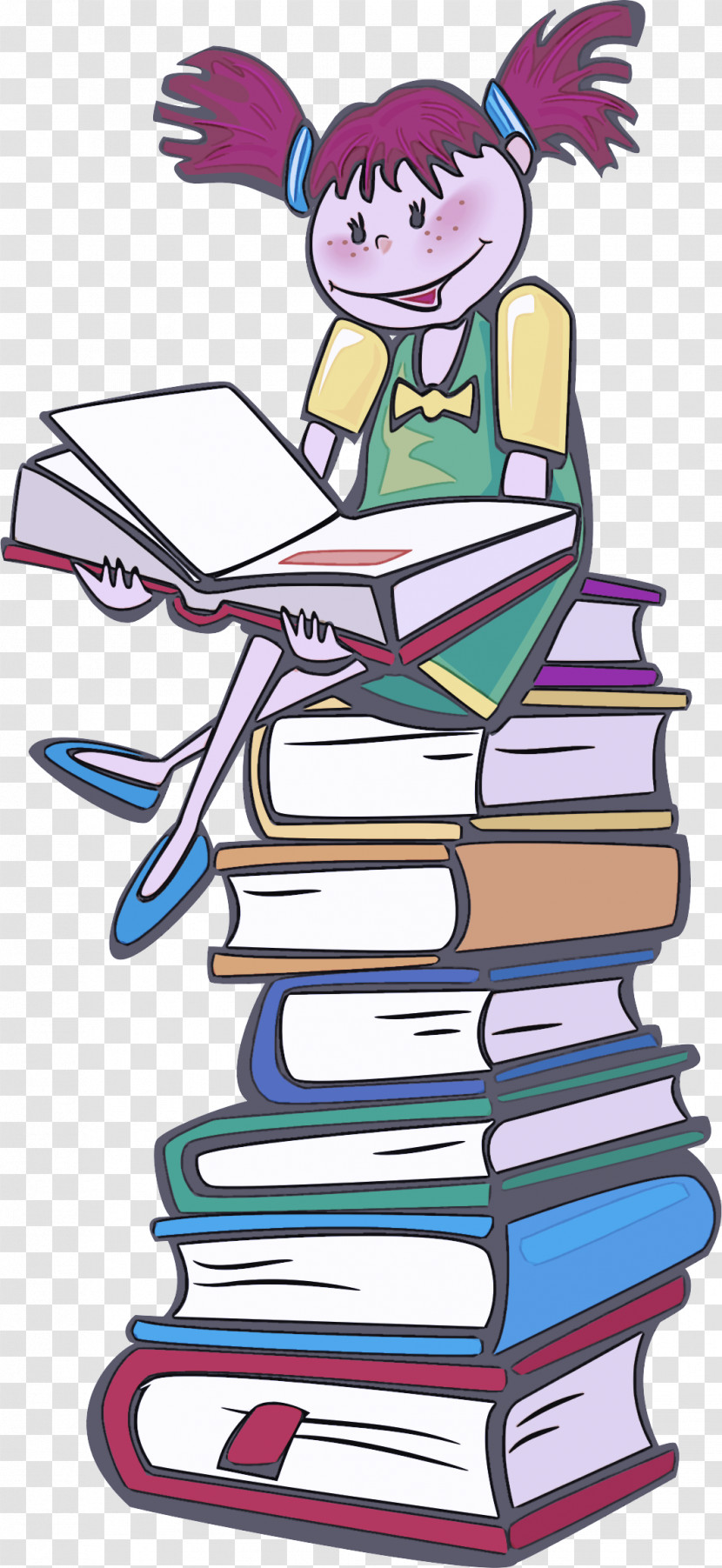 Cartoon Reading Line Education Learning Transparent PNG
