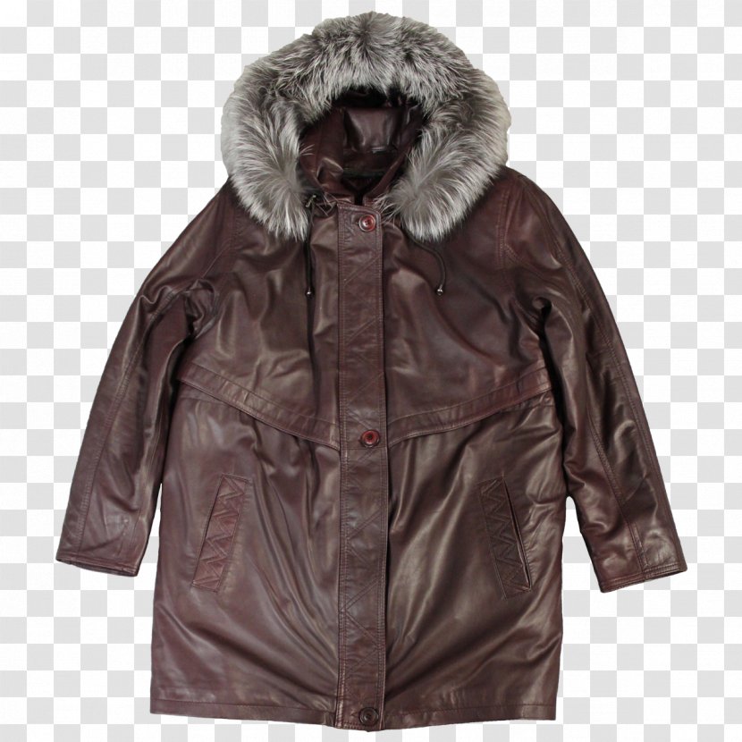 Leather Jacket Coat Fur Clothing Hood - Ladies Transparent PNG