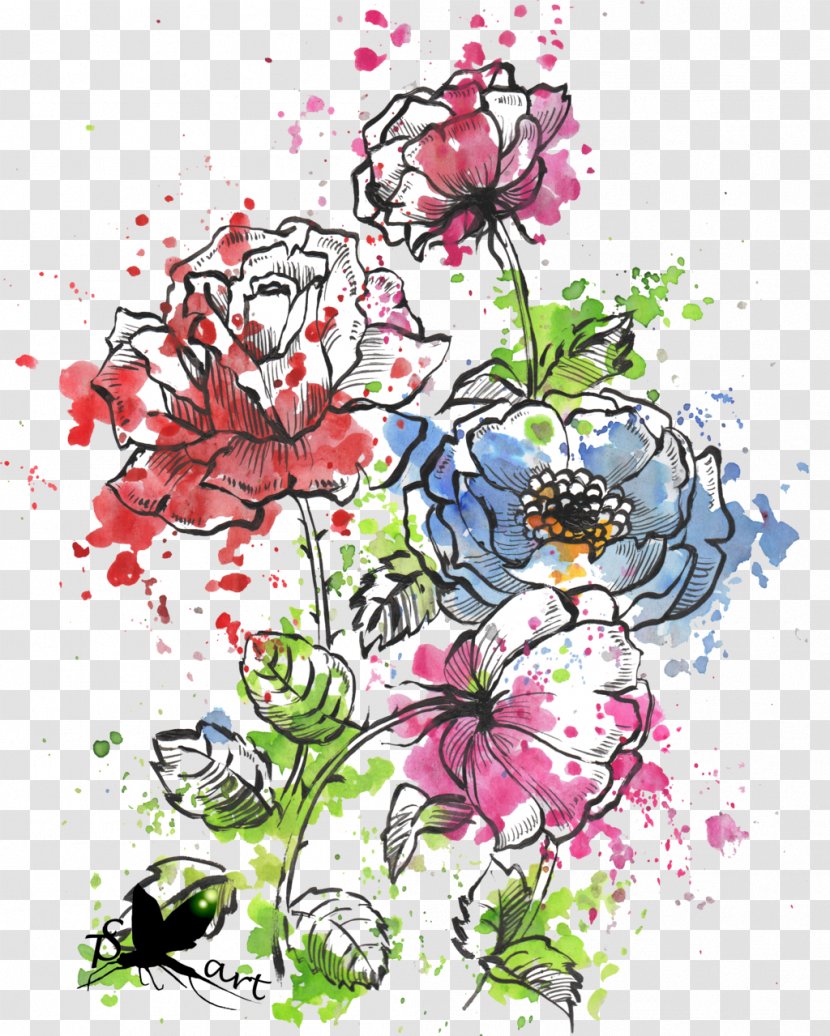 Watercolour Flowers Art Floral Design Cut - Watercolor Leaves Transparent PNG
