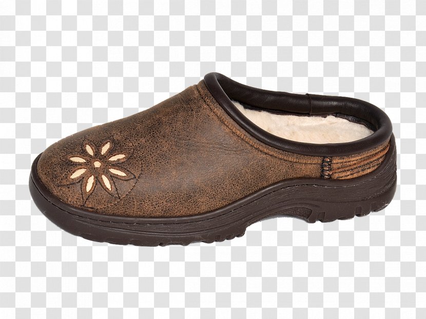 Slide Leather Sandal Shoe Brown Transparent PNG