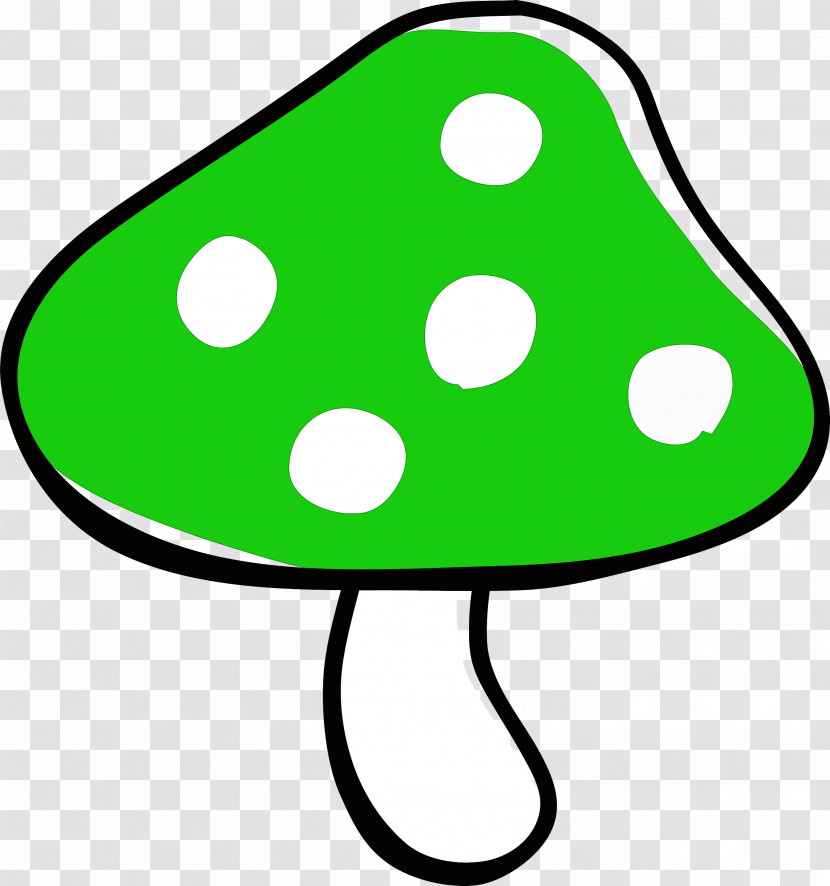 Green Line Art Mushroom Transparent PNG