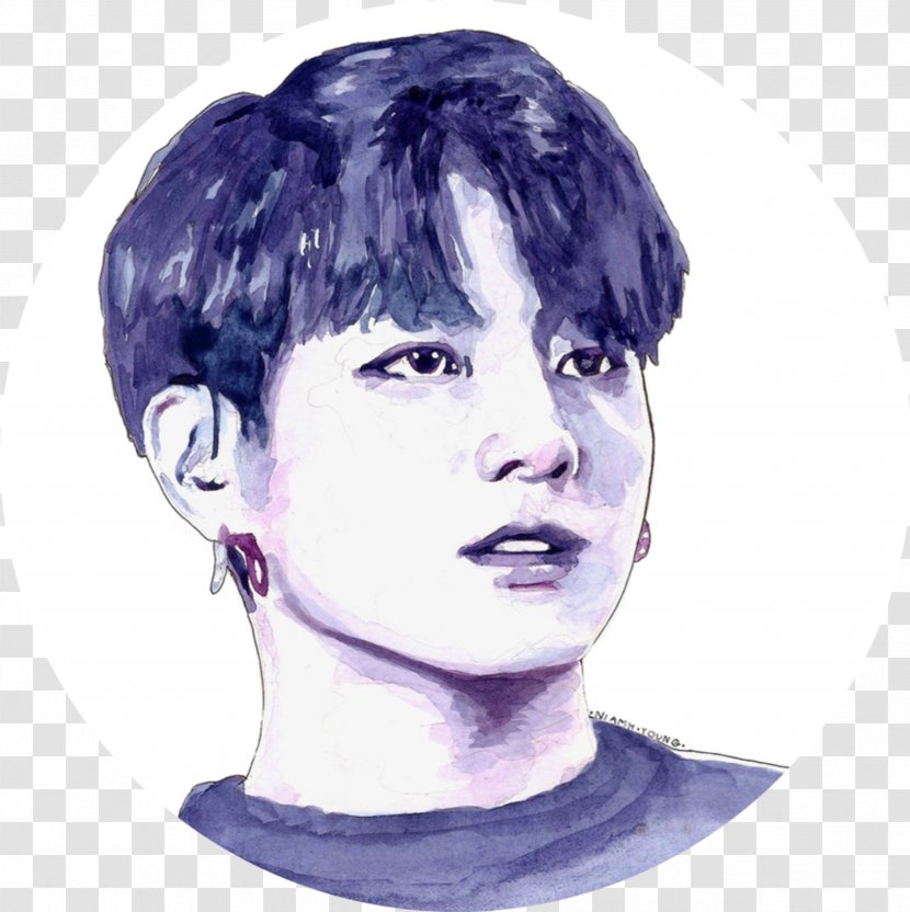 Watercolor Painting BTS Portrait Art - Hairstyle Transparent PNG