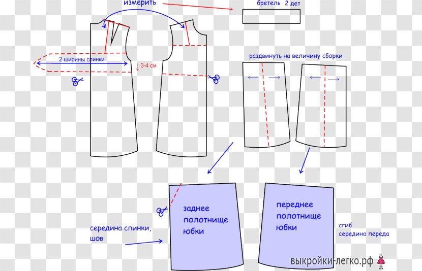 Pattern Dress Paper Vykroyki Legko Sewing - Silhouette Transparent PNG