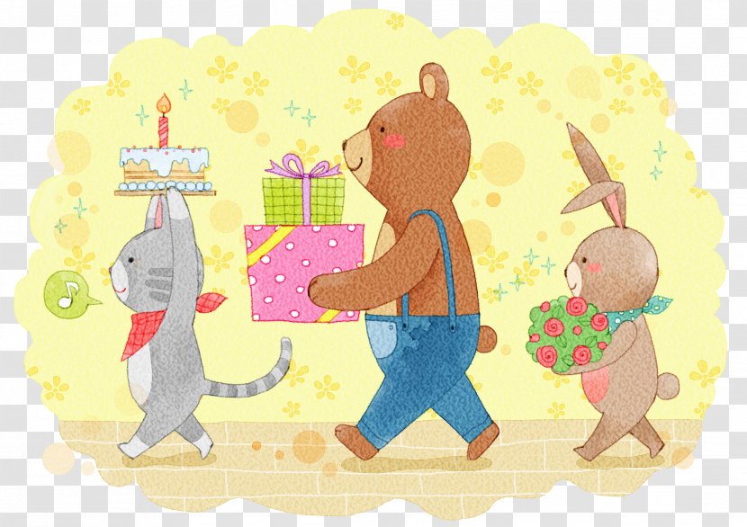 Birthday Cake Jajangmyeon Illustration - Winnie The Gift Transparent PNG