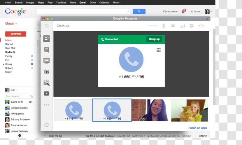 Google I/O Hangouts Voice Telephone Call - Computer Transparent PNG