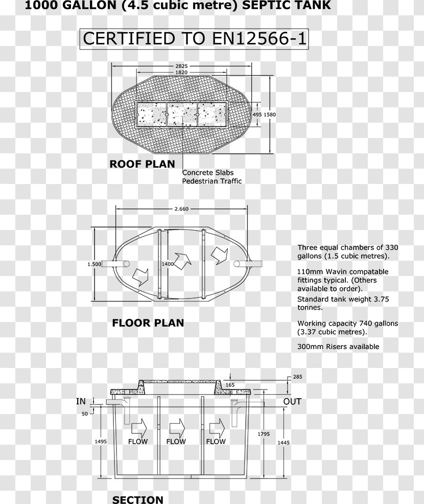 Septic Tank Water Storage Precast Concrete - Plan Transparent PNG