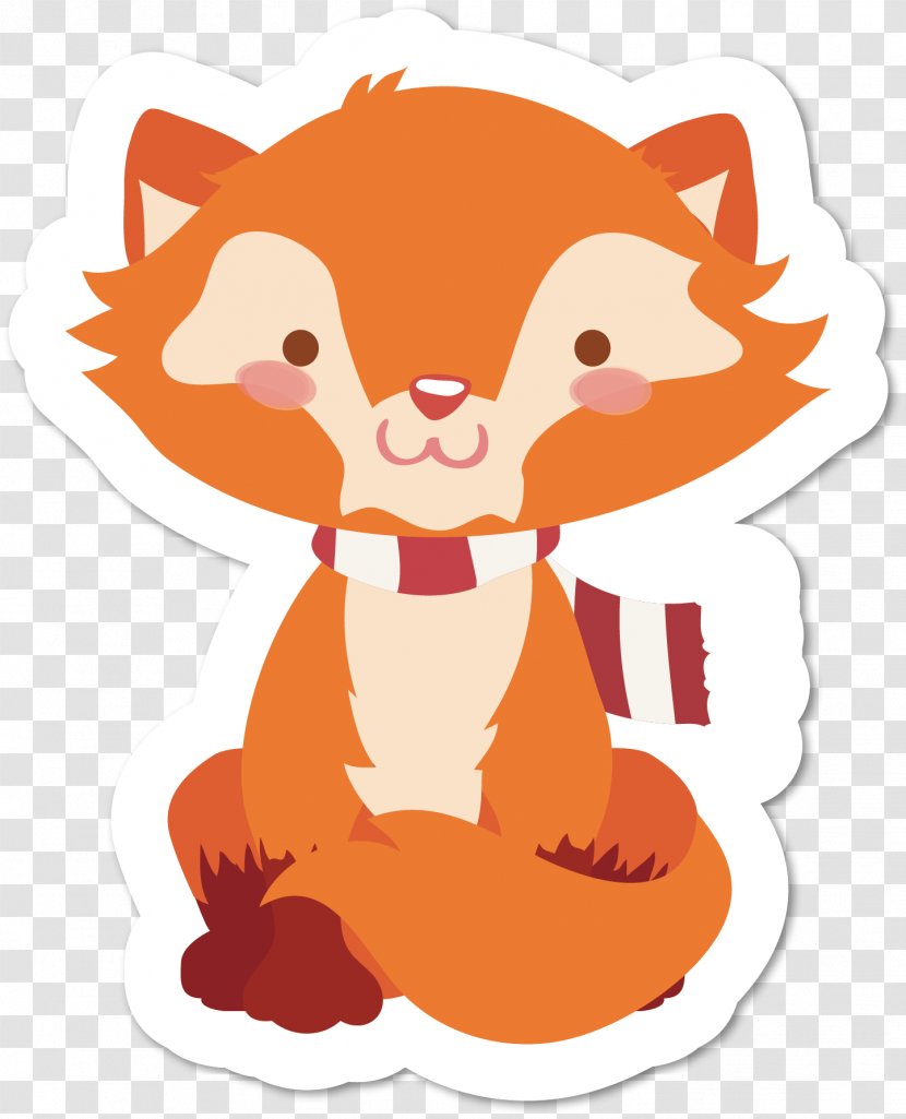 Red Fox Drawing Sticker Cartoon - Vector Transparent PNG