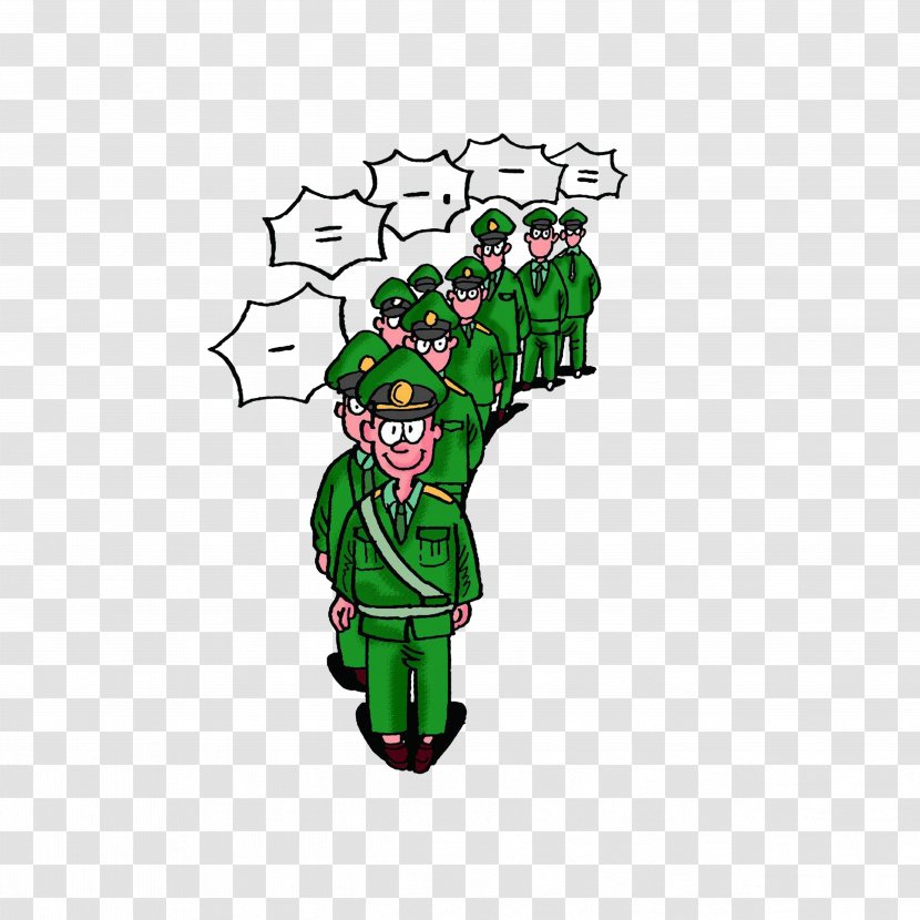 Cartoon Soldier Military Personnel Illustration - Art - The Orderly March Of Soldiers Transparent PNG