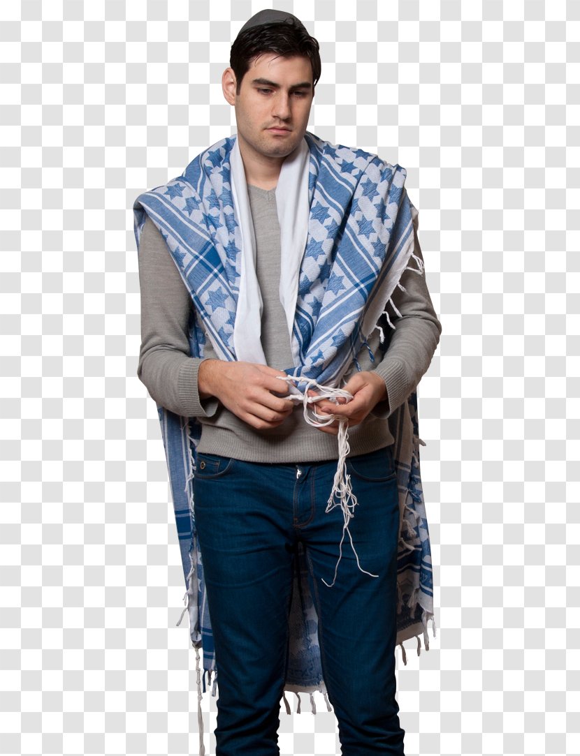 Shlomo Carlebach Tallit Keffiyeh Am Yisrael Chai Stole - Fashion - Denim Transparent PNG