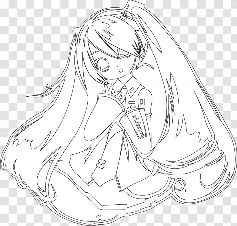 Line Art Hatsune Miku Drawing KIII - Watercolor Transparent PNG