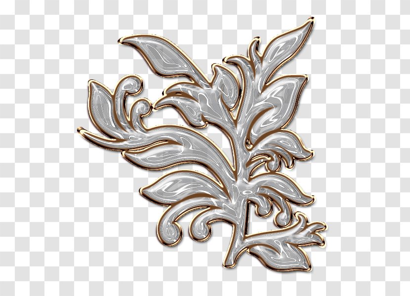 Plant Leaf - Brooch - Brass Silver Transparent PNG