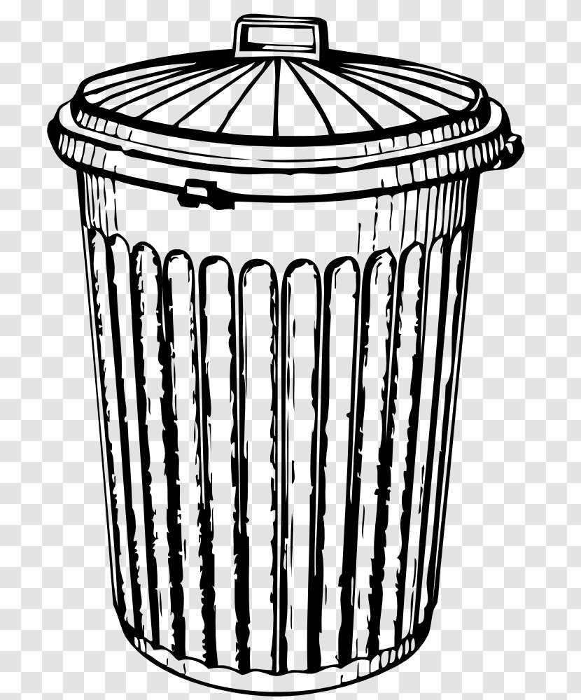 Rubbish Bins & Waste Paper Baskets Drawing - Black And White - Organic Trash Transparent PNG